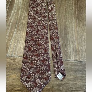 Vintage Paul Frederick Italian Silk Tie Red Gold Paiseley Thick